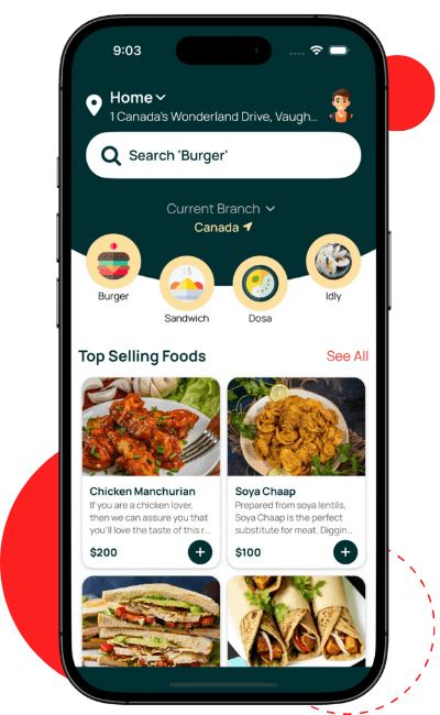 Dynamic app home screen that showcases your restaurant's trending dishes and menu categories to attract customers immediately.