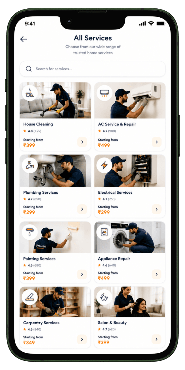 Multiple home service categories in customer service app