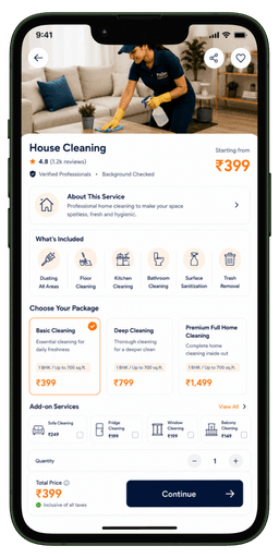 Prozen Services customer screen