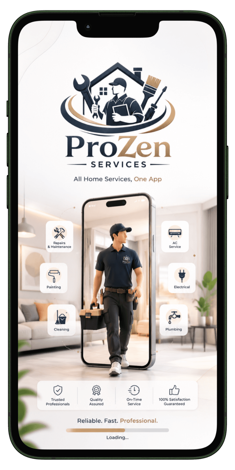 Home services app development customer splash screen