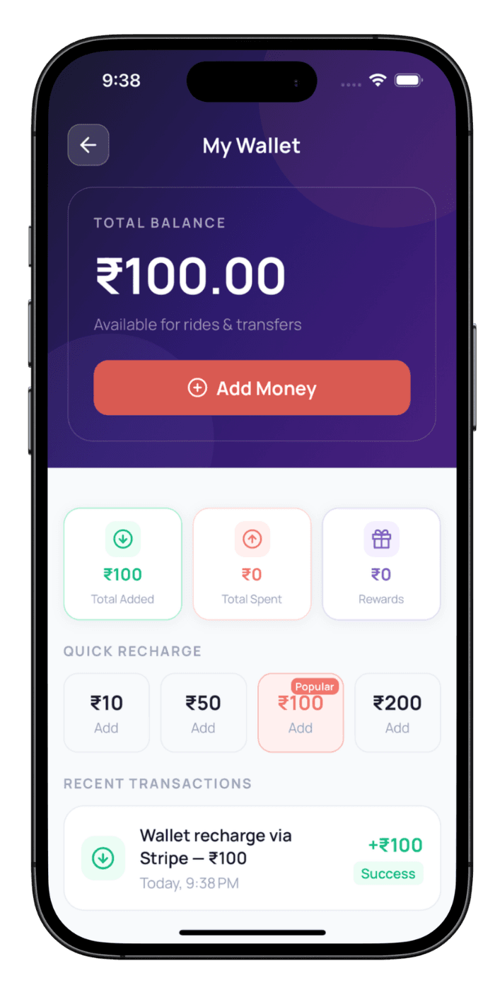 Super App Development β Unified Wallet Unified wallet screen across every module in super app development platform
