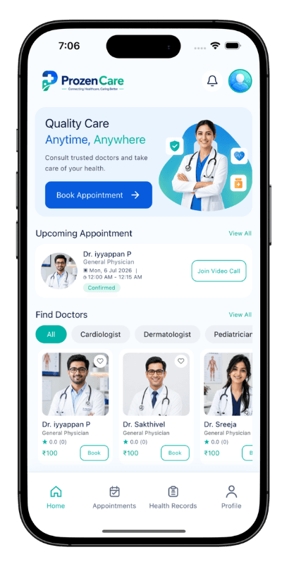 Prozen Care screen 1