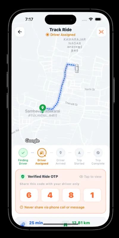 Live tracking β bolt Clone customer app bolt Clone live ride tracking map